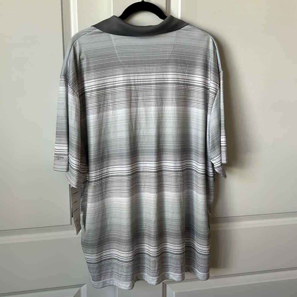 NWT Ben Hogan Performance Striped Polo Shirt Men’s 2XL Bright White/Gray - Picture 4 of 7